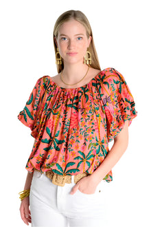  Ivy Jane Bubble Tropical Top in Coral Style 650423