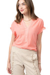 Ivy Jane Cinched Back Popover Top in Coral - Style 650342