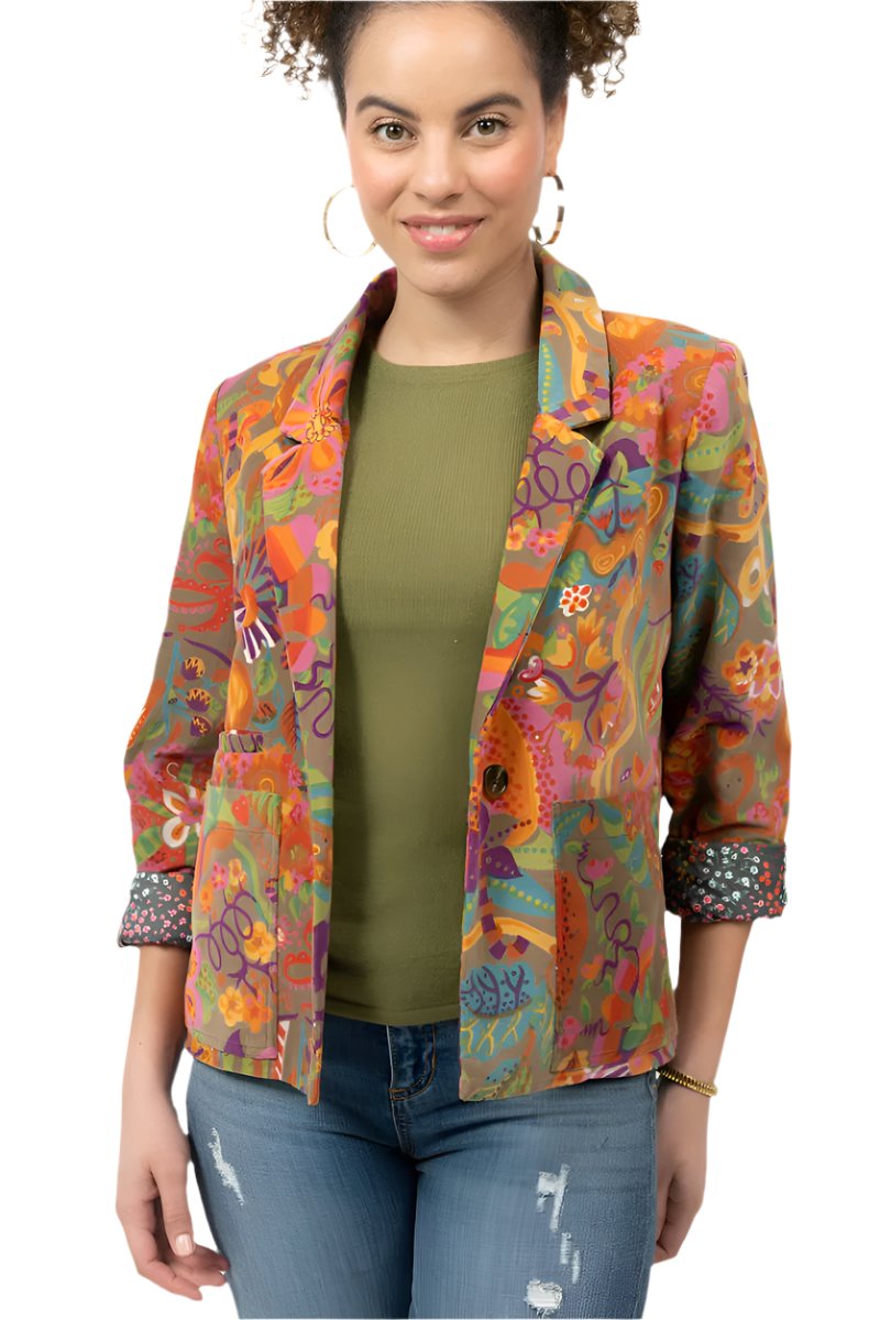  Ivy Jane Corduroy Print Jacket in Multi