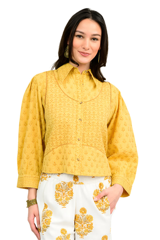 Ivy Jane Crop Shirt Jacket in Gold Style 121184
