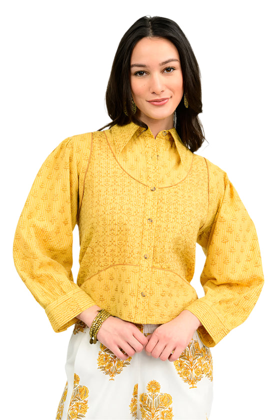 Ivy Jane Crop Shirt Jacket in Gold Style 121184