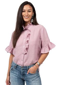  Ivy Jane Crossed Eyed Linen Top in Lilac