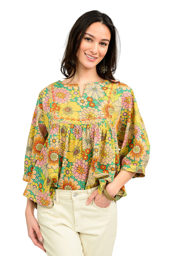 Ivy Jane Daisy Popover Top in Green Style 621585