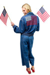 Ivy Jane Denim Flag Embroidery Bomber Jacket Style 121186