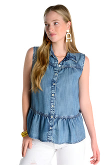  Ivy Jane Denim Tiered Top in Indigo Style 650426