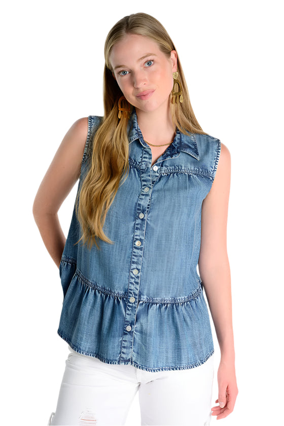 Ivy Jane Denim Tiered Top in Indigo Style 650426