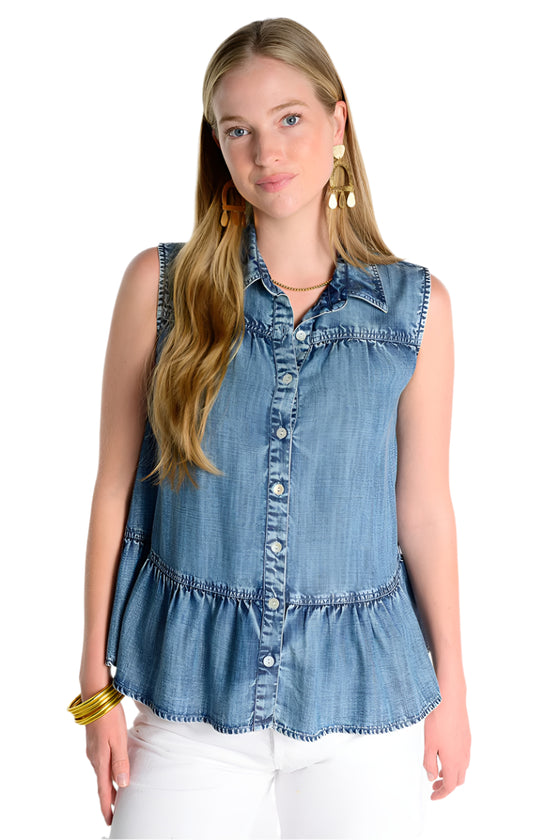 Ivy Jane Denim Tiered Top in Indigo Style 650426