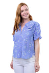Ivy Jane Ditsy Poet Top in Blue Style Style 650434