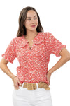 Ivy Jane Ditsy Poet Top in Red Style 641502