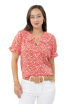 Ivy Jane Ditsy Poet Top in Red Style 641502