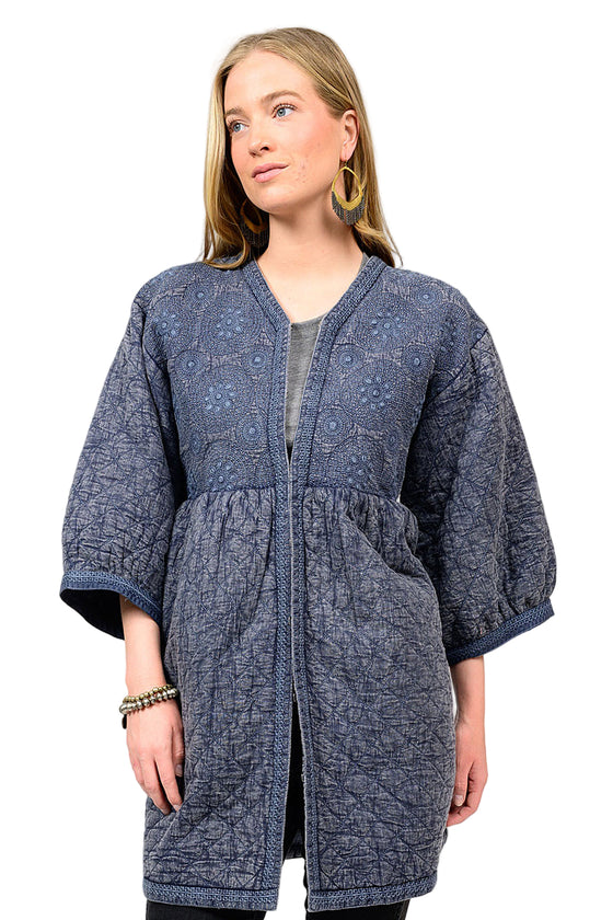 Ivy Jane Embroidered Quilted Jacket in Indigo Style 130221