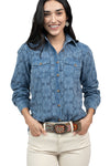 Ivy Jane Eyelet Washed Snap Shirt in Blue Style 621500