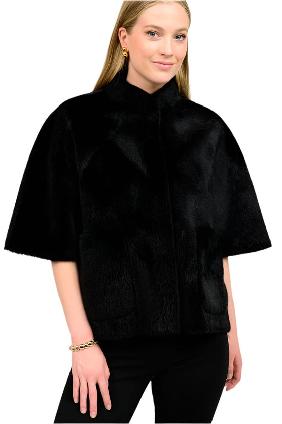 Ivy Jane Faux Capelet Jacket in Black Style 130209