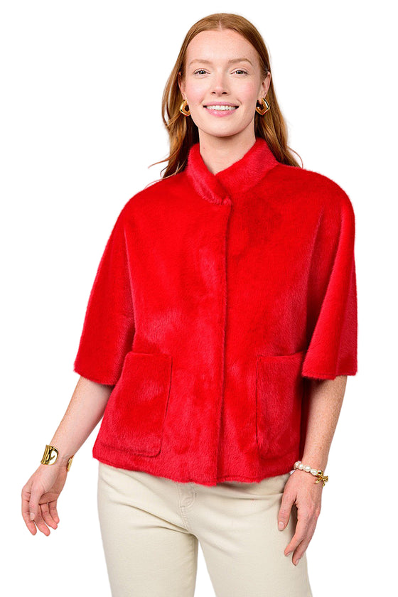 Ivy Jane Faux Capelet Jacket in Red Style 130249