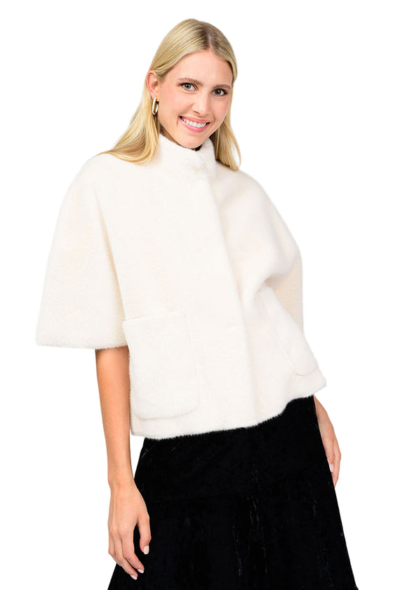 Ivy Jane Faux Capelet Jacket in White Style 130249