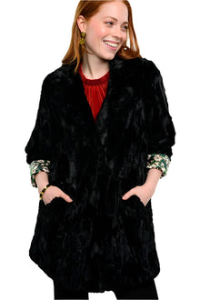  Ivy Jane Faux Fur Car Coat in Black Style 130207