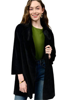  Ivy Jane Faux Fur & Suede Coat in Black Style 130210