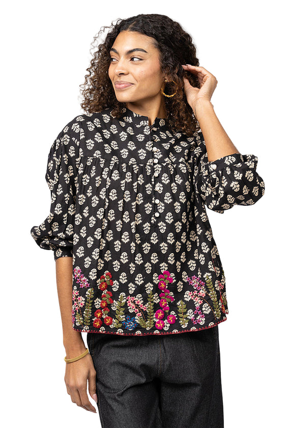 Ivy Jane Field Of Flowers Top in Black Style 630385