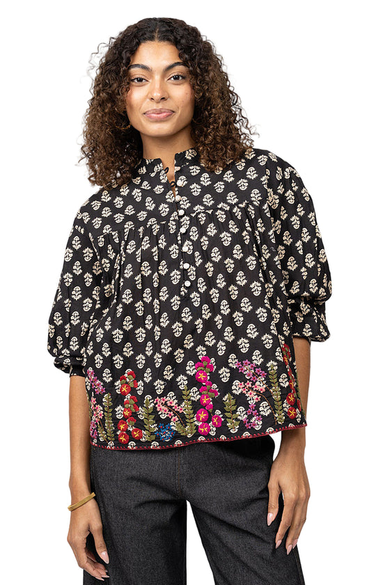 Ivy Jane Field Of Flowers Top in Black Style 630385
