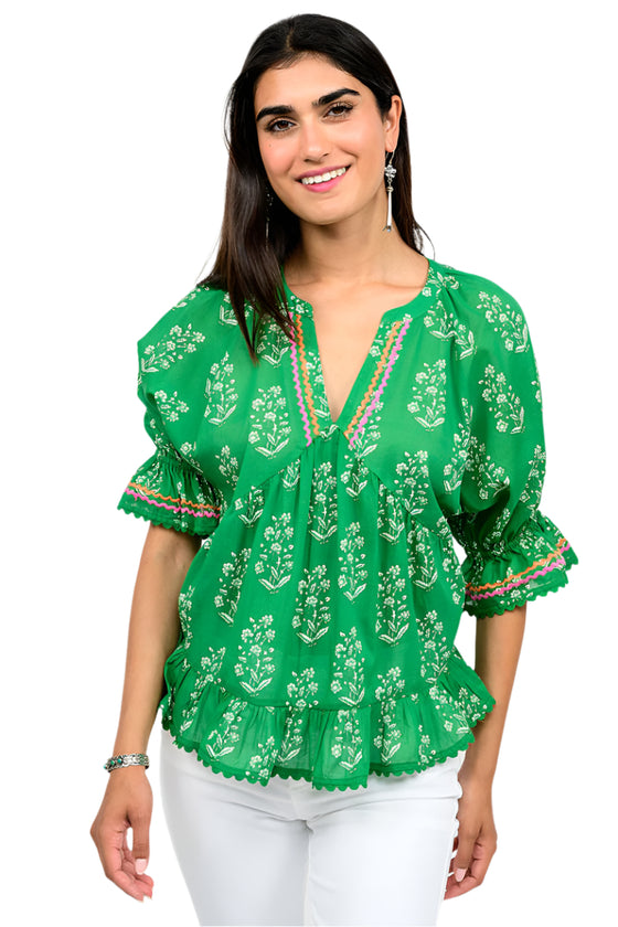 Ivy Jane Flouncy Top in Green Style 641427