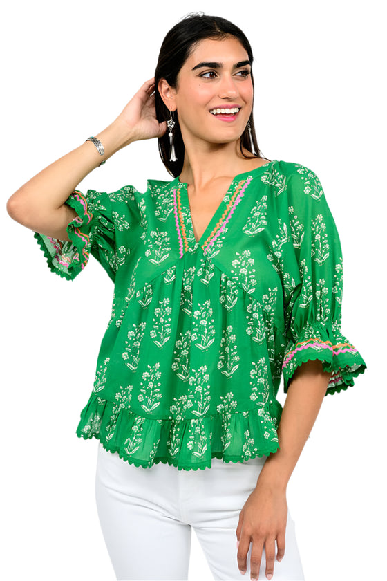 Ivy Jane Flouncy Top in Green Style 641427