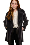 Ivy Jane Faux Fur & Suede Coat in Grey Style 130210