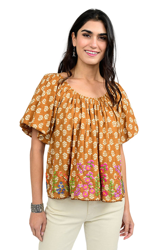 Ivy Jane Garden Of Flowers Top in Rust Style 621589