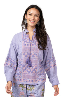  Ivy Jane Gauze Cross Stitch Top in Periwinkle Style 630403