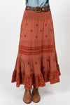 Ivy Jane Gauzee Embroidered Skirt in Rust