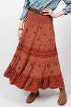 Ivy Jane Gauzee Embroidered Skirt in Rust