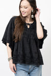 Ivy Jane Gauzee Embroidered Top in Black
