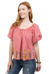 Ivy Jane Gingham & Flowers Top in Red Style 641504