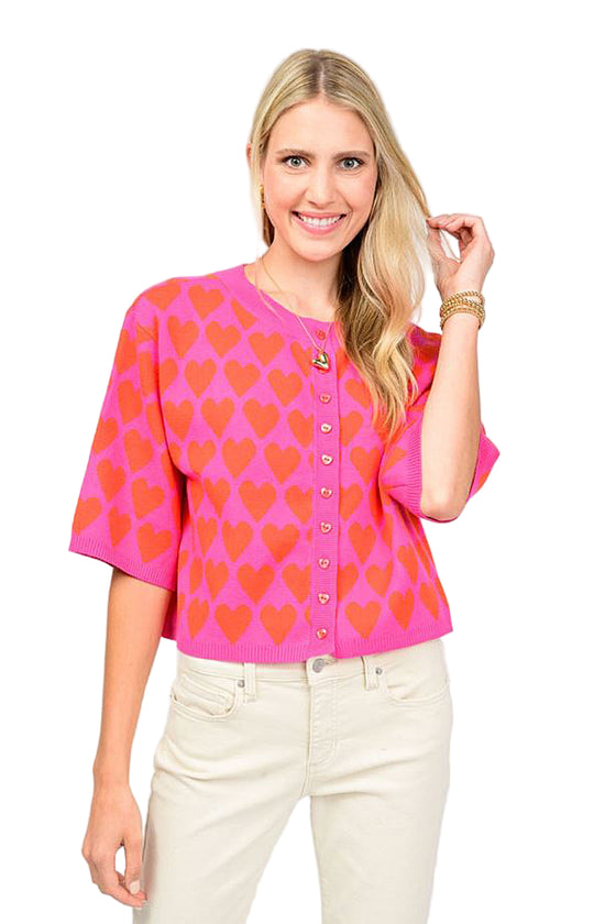 Ivy Jane Heart Felt Sweater in Hot Pink Style 940010
