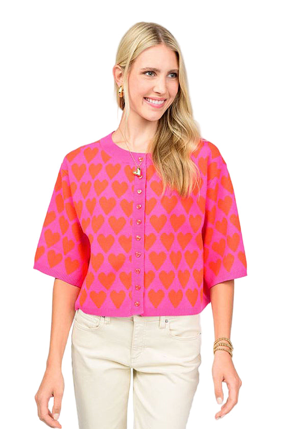 Ivy Jane Heart Felt Sweater in Hot Pink Style 940010