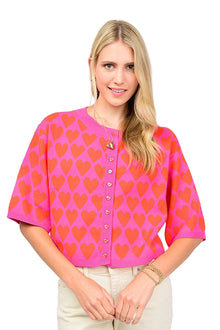  Ivy Jane Heart Felt Sweater in Hot Pink Style 940010