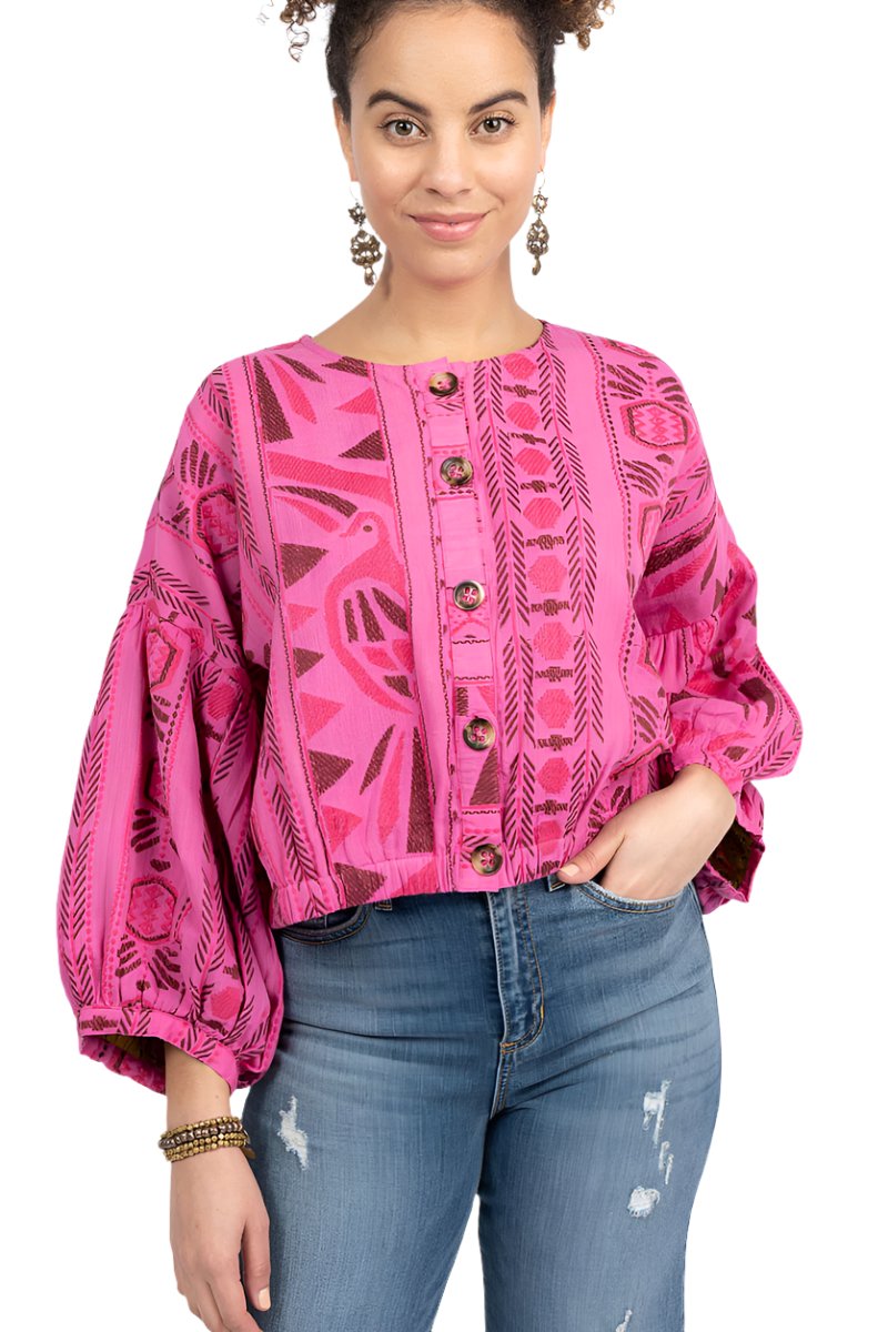  Ivy Jane Jacquard Striped Jacket in Hot Pink