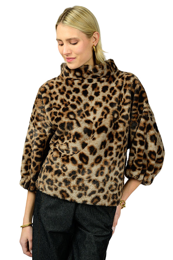 Ivy Jane Leopard Fur Popover in Brown Style 930048