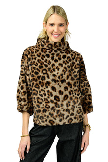  Ivy Jane Leopard Fur Popover in Brown Style 930048
