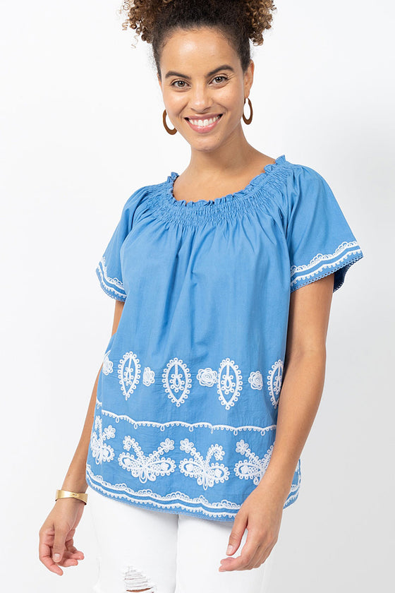 Ivy Jane Over The Border Top in Blue