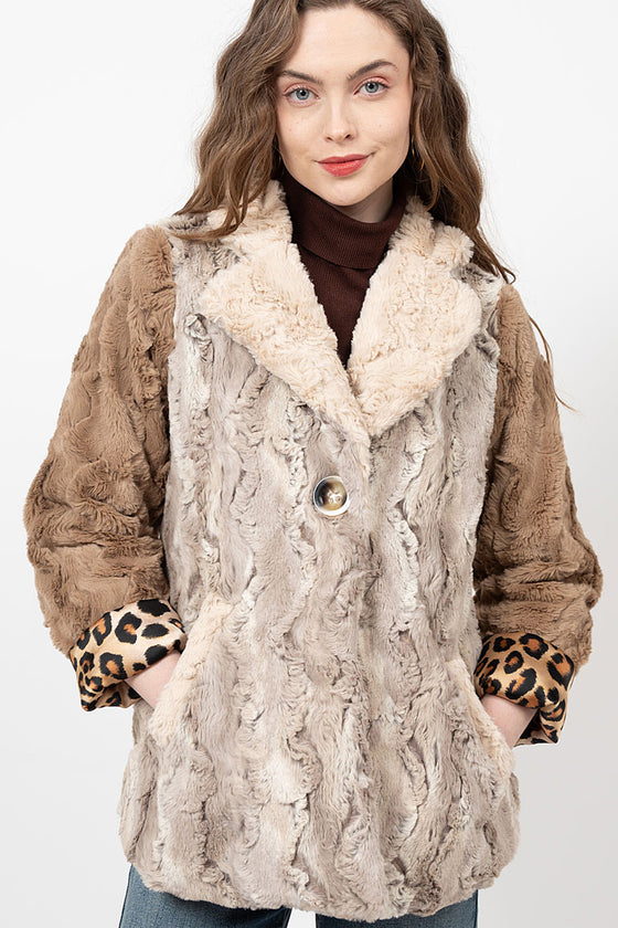 Ivy Jane Patchwork Fur Jacket in Rabbit