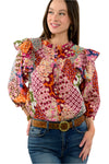 Ivy Jane Patchwork Peasant Top in Multi Style 630349