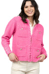 Ivy Jane Pearl Edge Cardigan in Hot Pink Style 940009