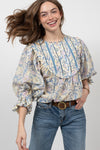 Ivy Jane Peasant Tucked Blouse in Blue