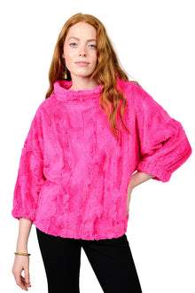  Ivy Jane Poof Sleeve Faux Fur Popover in Cerise Style 930054