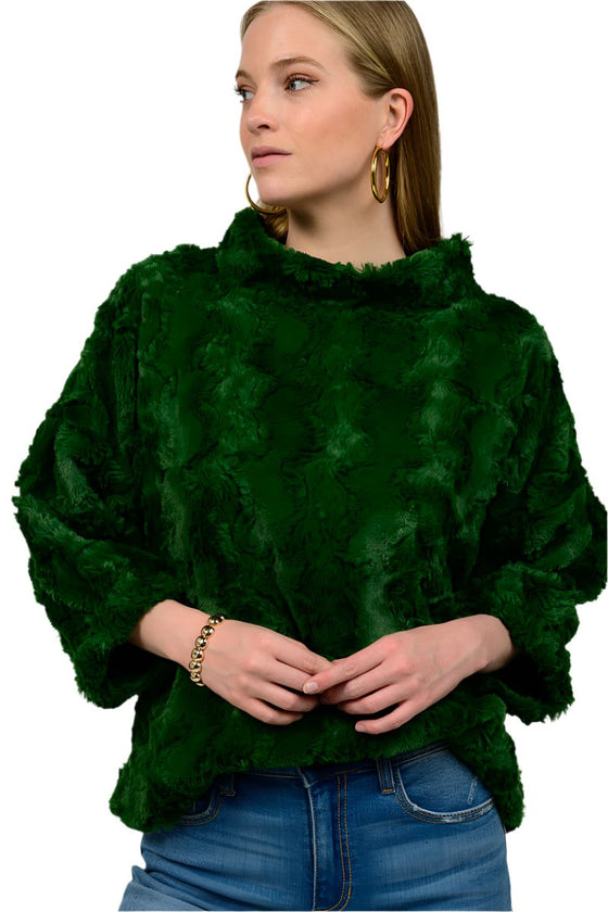 Ivy Jane Poof Sleeve Faux Fur Popover in Evergreen Style 930040