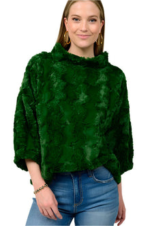  Ivy Jane Poof Sleeve Faux Fur Popover in Evergreen Style 930040