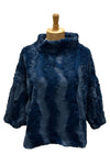 Ivy Jane Poof Sleeve Faux Fur Popover in Navy Style 930040