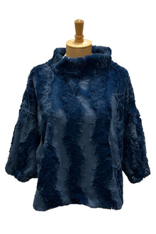  Ivy Jane Poof Sleeve Faux Fur Popover in Navy Style 930040