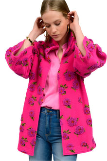  Ivy Jane Puff Floral Sherpa Jacket in Fuchsia Style 130205