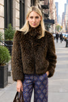 Ivy Jane Rock Star Faux Fur Jacket in Brown Style 130260